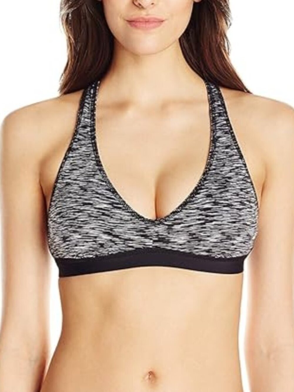 Anne Cole Colorblock Heather Channel Back Bra Top with Soft Cup Swimsuit L NWT